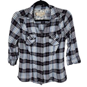 Arizona Jean‎ Company blue and pink plaid shirt size L